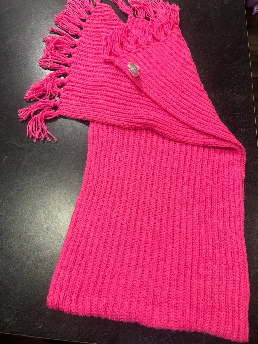 American Eagle Outfitters Hot Pink Ribbed Fringe Scarf